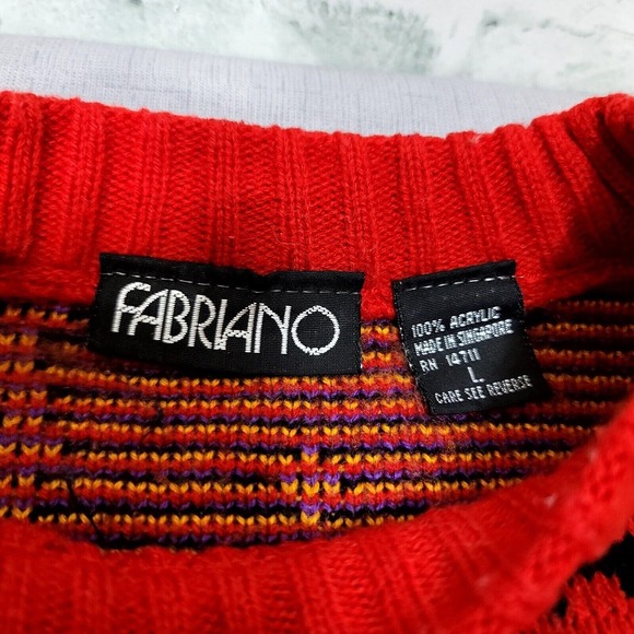 Vintage Fabriano Colorblock‎ Floral Sweater 90s Bold Geometric Knit Unisex - Picture 7 of 8